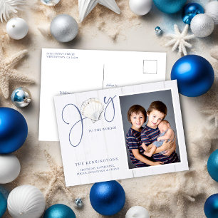Nautical Christmas Joy Holiday Photo Postcard