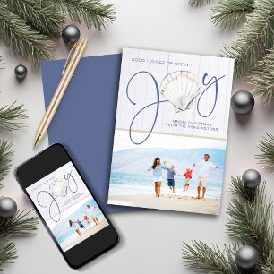 Nautical Christmas Joy Seashell Holiday Photo