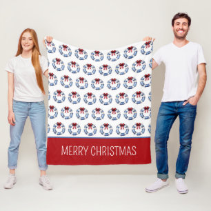 Nautical Christmas Life Preservers With Bows Fleece Blanket