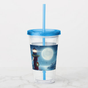 Nautical Christmas lighthouse Acrylic Tumbler