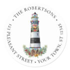 Nautical Christmas Lighthouse Address Label