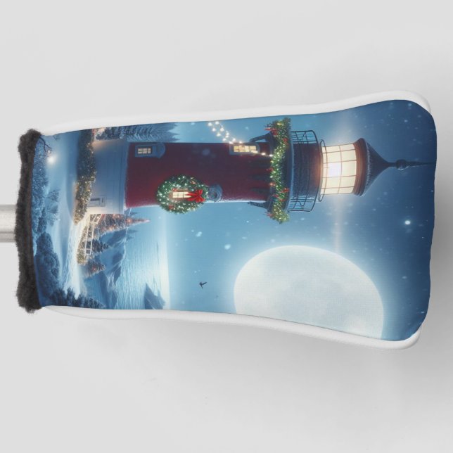 Nautical Christmas lighthouse Golf Head Cover (Front)