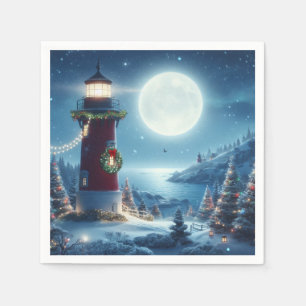 Nautical Christmas lighthouse Napkin