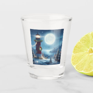 Nautical Christmas lighthouse Shot Glass