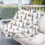 Nautical Christmas Lighthouses White Fleece Blanket<br><div class="desc">This beautiful nautical Christmas pattern features a variety of lighthouses decorated for the holidays,  on a white background. Please check out the collection for matching products. If you would like more matching products or other colorways,  please contact me through Zazzle Chat.</div>