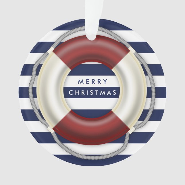 Nautical Christmas Ornaments Custom Blue Acrylic (Front)