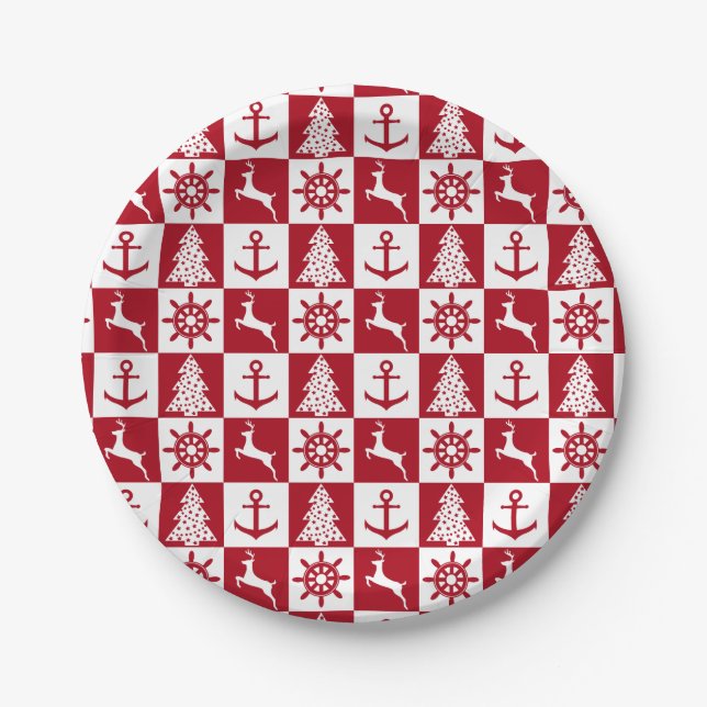 Nautical Christmas Paper Plate (Front)