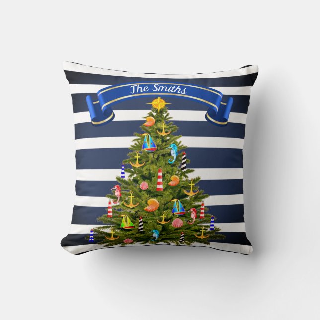 Nautical Christmas Tree Custom Cushion (Front)