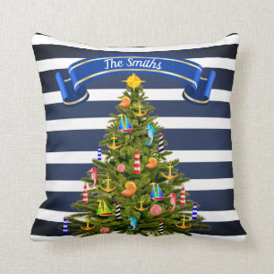 Nautical Christmas Tree Custom Cushion