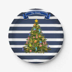 Nautical Christmas Tree Custom Paper Plate