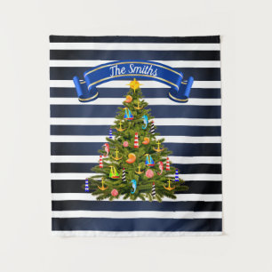 Nautical Christmas Tree Custom Tapestry