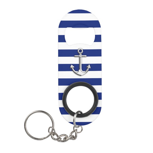 Nautical Chrome Anchor on Navy Stripes (Front)