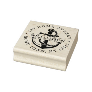 Nautical Circular Anchor Return Address Rubber Stamp