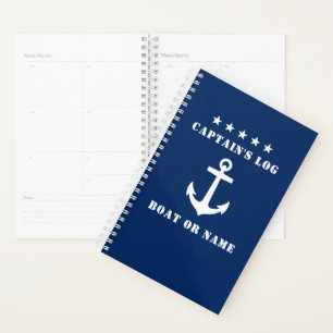 Nautical Classic Anchor 5 Stars Captain's Log Navy Planner
