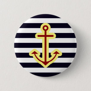 Nautical Classic Anchor 6 Cm Round Badge