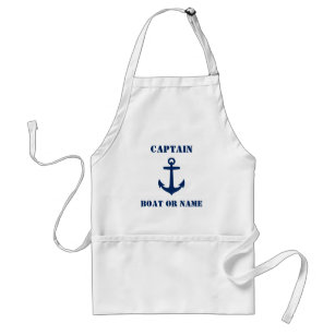 Nautical Classic anchor Captain or Boat Name Navy Standard Apron