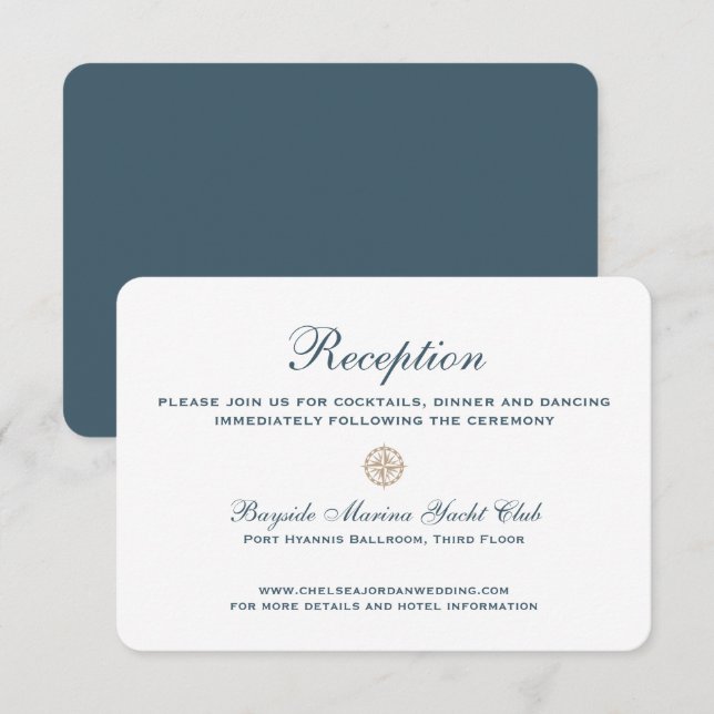Nautical Classic Compass Rose | Wedding Reception Invitation (Front/Back)