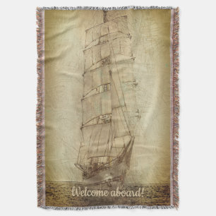 Nautical Classic Ship (Neutral) Throw Blanket