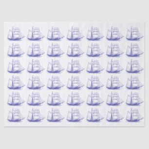 Nautical Clipper Ship Sailboat - DIY Colours Blue Tissue Paper
