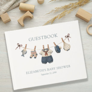 Nautical Clothesline Boy Baby Shower Guest Book