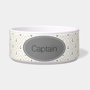 Nautical, Coastal, Anchor Design Pet Food Bowl