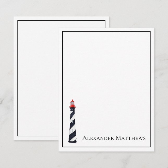 Nautical Coastal Beach Lighthouse Personalised Card (Front/Back)