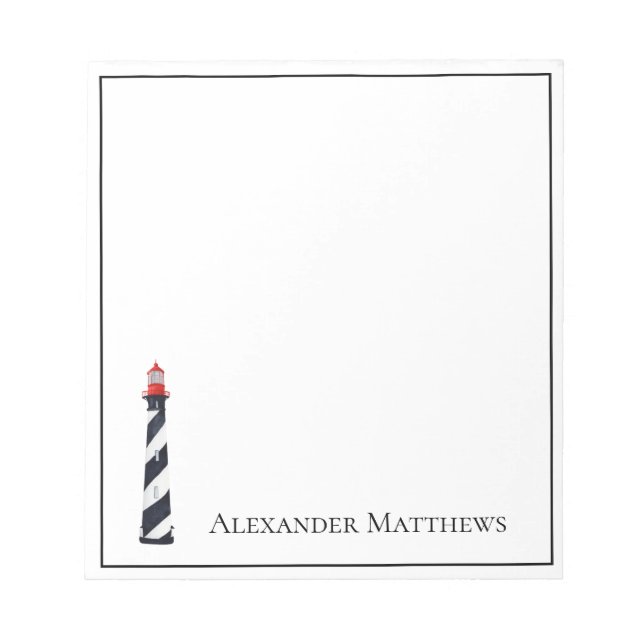 Nautical Coastal Beach Lighthouse Personalised Notepad (Front)