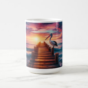 Nautical/coastal/beach pelican sunset coffee mug