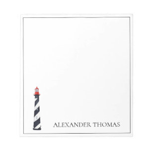 Nautical Coastal Black and White Lighthouse Notepad