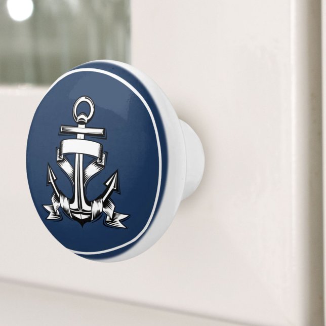 Nautical Coastal Blue Beach House Ship Anchor  Ceramic Knob (Nautical Coastal Blue Beach House Ship Anchor Ceramic Knob)