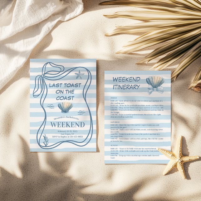 Nautical Coastal Blue Seashell Bachelorette Invitation (Creator Uploaded)