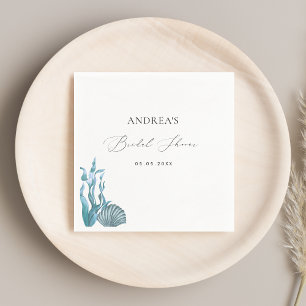 Nautical Coastal Blue Shell Summer Bridal Shower Napkin