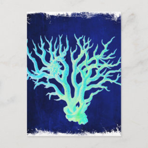 Nautical coastal chic beachy blue Coral Reef Postcard