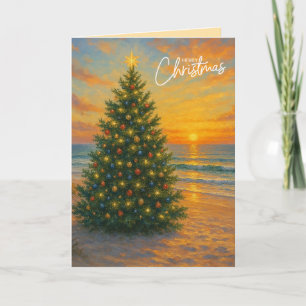 Nautical/Coastal Christmas tree beach Card