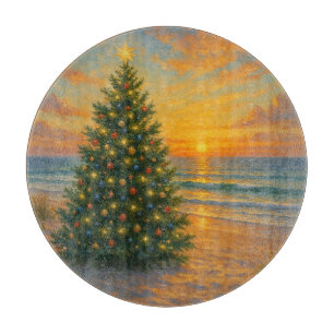 Nautical/Coastal Christmas tree beach Cutting Board
