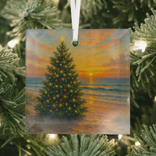 Nautical/Coastal Christmas tree beach Glass Tree Decoration