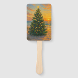Nautical/Coastal Christmas tree beach Hand Fan