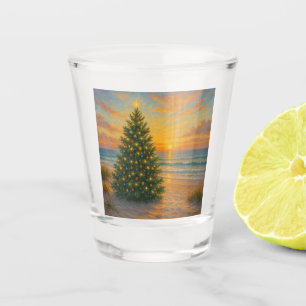 Nautical/Coastal Christmas tree beach Shot Glass