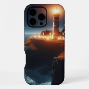 Nautical/coastal lighthouse at night iPhone 16 pro max case