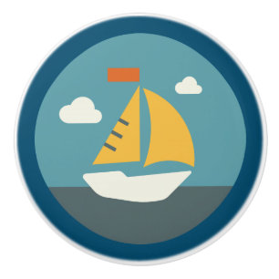 Nautical, Coastal Living, Sailboat Ceramic Knob