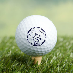 Nautical Coastal Name Fish Navy Blue Golf Balls