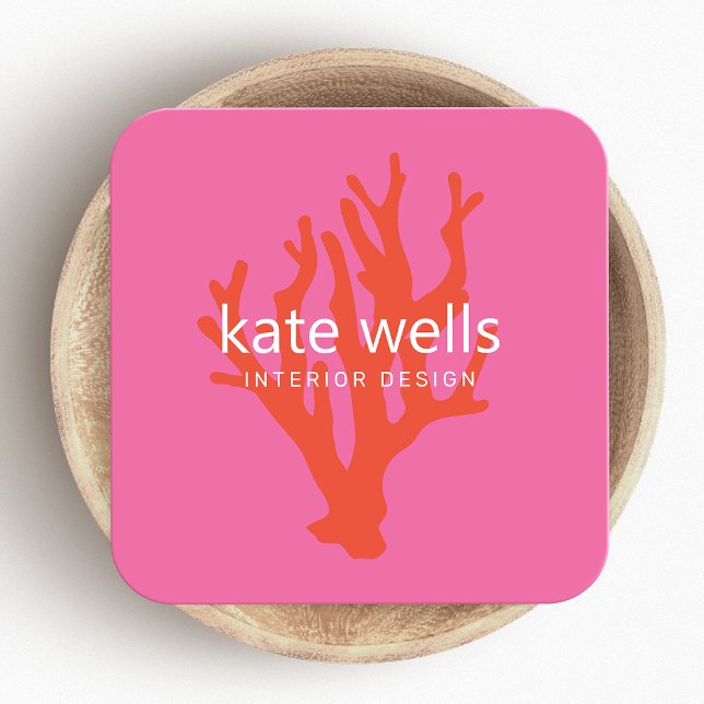 Nautical Coastal Red Coral Reef Square Business Card (Creator Uploaded)