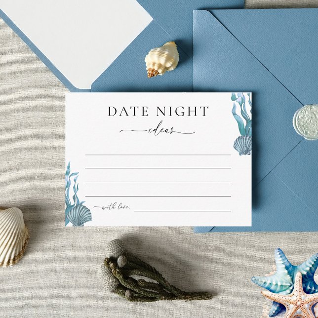 Nautical Coastal Sea Ocean Shell Date Night Ideas Enclosure Card (Creator Uploaded)
