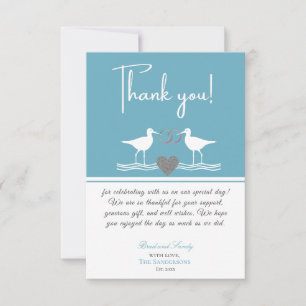 Nautical Coastal Wedding Dusty Blue Sandpipers Thank You Card