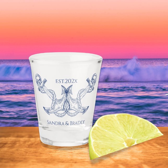 Nautical coastal wedding favour couples Shot glass (Creator Uploaded)