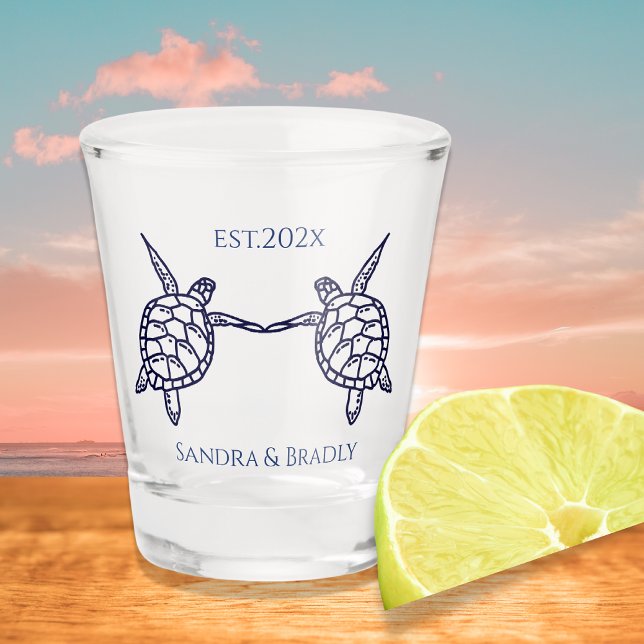 Nautical coastal wedding favour Sea turtles Shot Glass (Creator Uploaded)