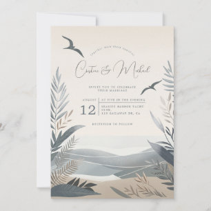 Nautical coastal wedding invitation