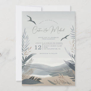Nautical coastal wedding invitation