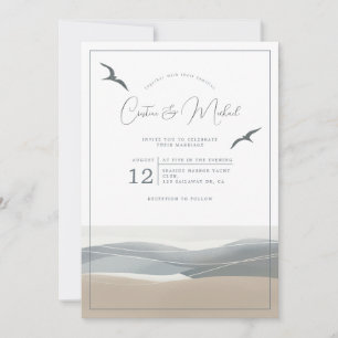 Nautical coastal wedding invitation