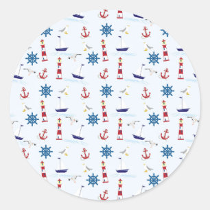 Nautical Collage Classic Round Sticker